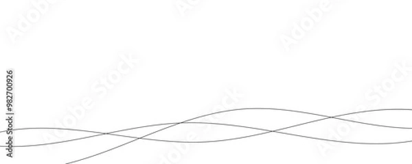 Obraz Thin wavy lines, fluid black smooth, abstract pattern on a white background. Minimalist design template.