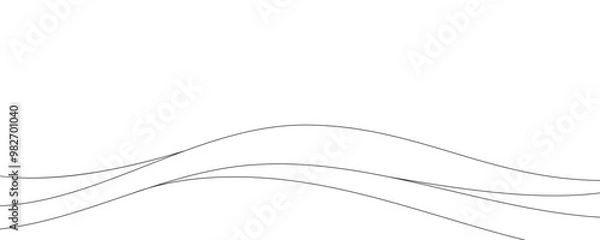 Obraz Thin lines, fluid black smooth, wavy abstract pattern on a white background. Minimalist abstract design.