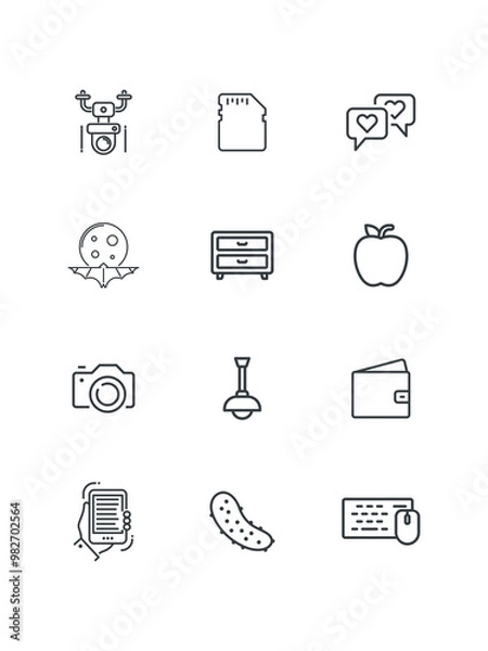 Fototapeta Social network icons, set of icons for web design, vector illustration