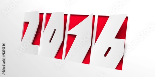 Fototapeta new year 2016, 3d render