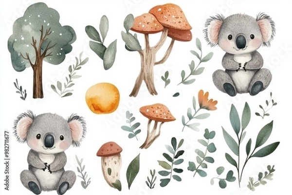 Fototapeta Koala Clipart Set.