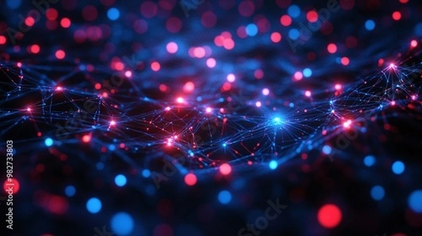 Fototapeta abstract representation of communication and networking with glowing lines highlighting the flow of data and information across systems