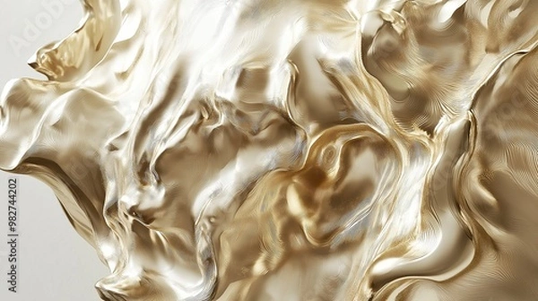 Obraz an abstract 3d object with amorphous forms made from gold