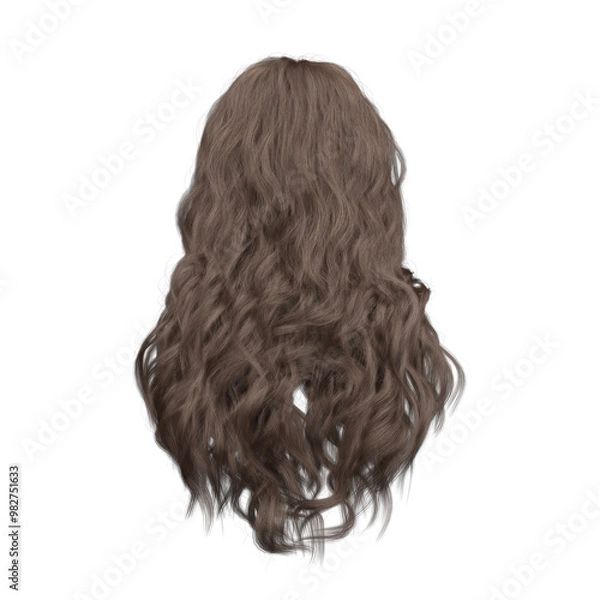Fototapeta 3d render soft curl wavy long brown hair isolated