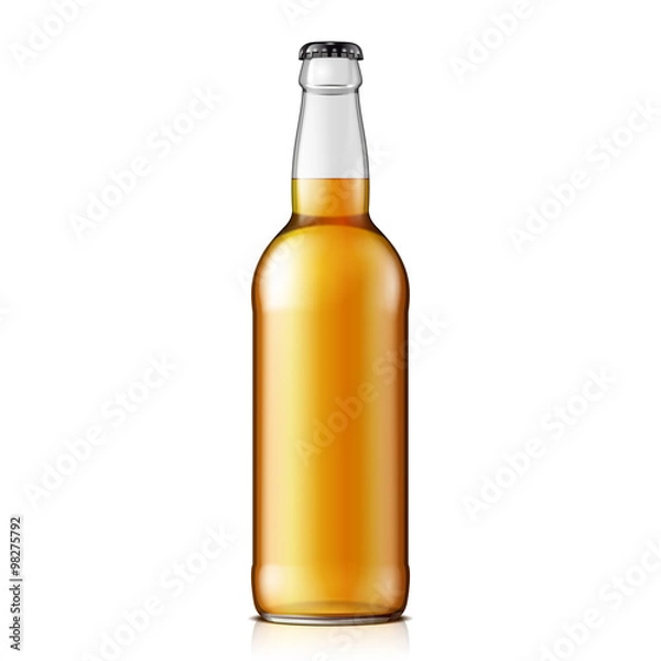Fototapeta Mock Up Glass Beer Lemonade Cola Clean Bottle Yellow Brown On White Background Isolated. Ready For Your Design. Product Packing. Vector EPS10 