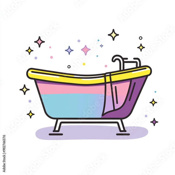 Obraz A simple icon of the bathtub in illustration style. Isolated on a white background.