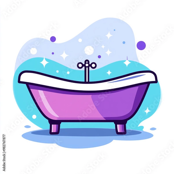 Obraz A simple icon of the bathtub in illustration style. Isolated on a white background.