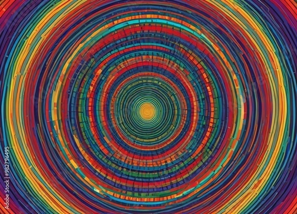 Obraz A vibrant hypnotic pattern of concentric circles radiating outward from a central point