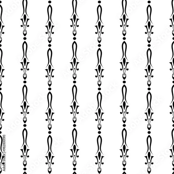 Fototapeta pattern with black and white flowers chain style pattern symbol vector illustrtion 
