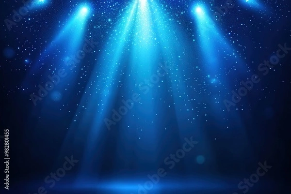 Fototapeta Blue Light Rays with Sparkles Background