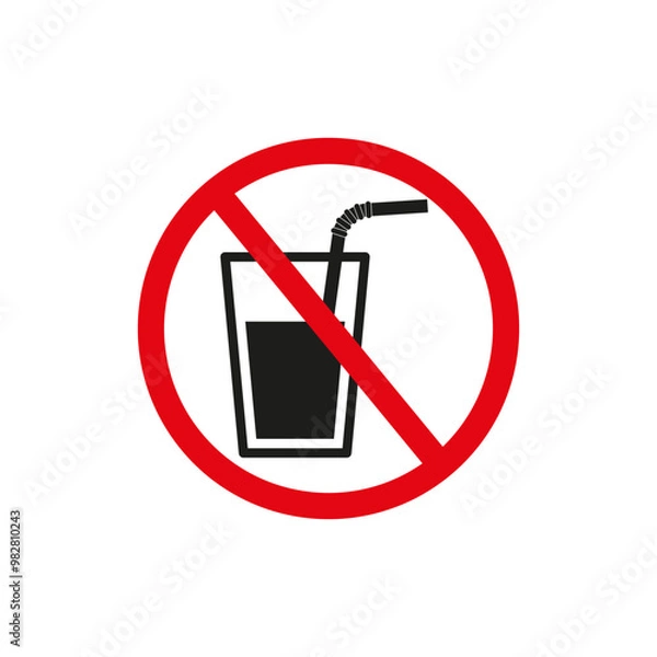 Fototapeta Drinks are prohibited. A simple flat vector illustration on a white background