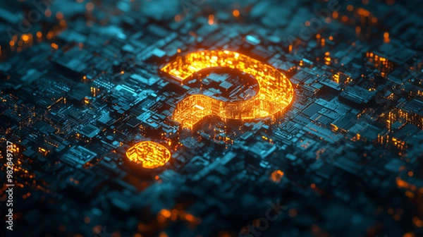 Fototapeta Abstract Technology Question Mark Concept