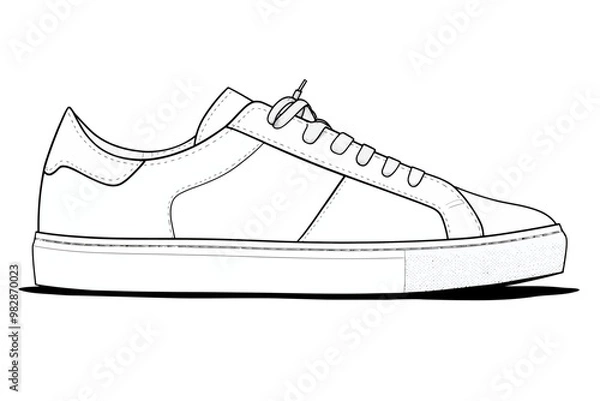Fototapeta Detailed outline of a casual sneaker design showcasing clean lines and simple features