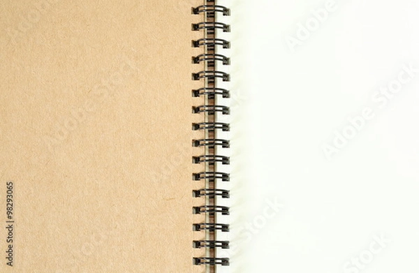Fototapeta Open blank spiral note book background.