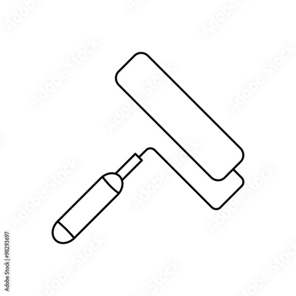 Fototapeta Paint roller line icon