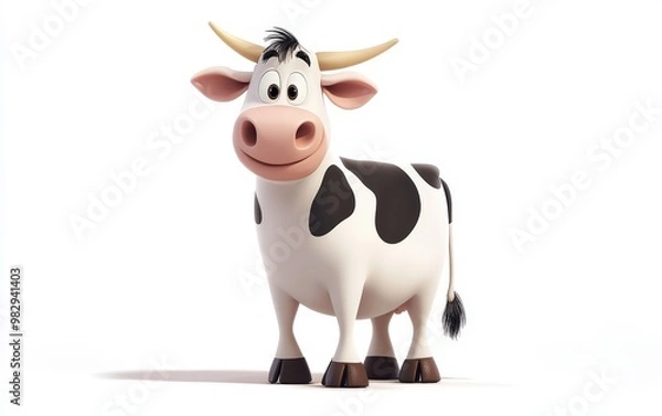 Fototapeta cartoon illustration of cow from kids book. Pretty and funny 