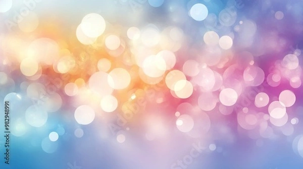 Fototapeta A vibrant, colorful bokeh background featuring soft, blurred lights in various hues creating a dreamy atmosphere.