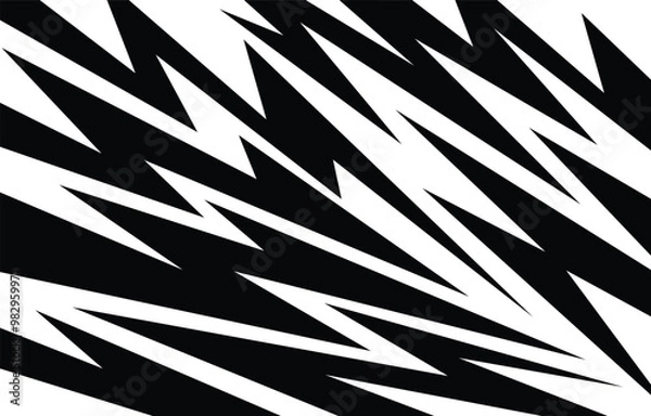 Fototapeta Abstract sharp seamless pattern with zigzags, arrows and triangles. Wavy geometric lightning background for covers or textile print. Sharp, chaotically scattered zigzag arrows.