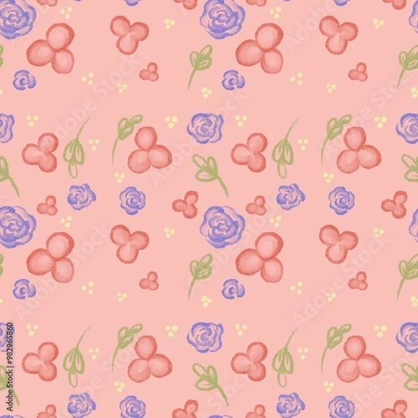 Fototapeta Seamless floral pattern in soft pastel colors