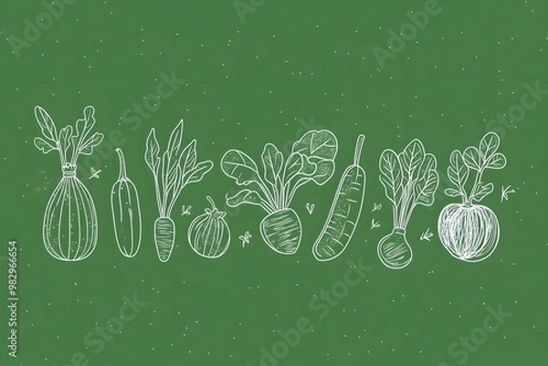 Fototapeta green doodle vegetable