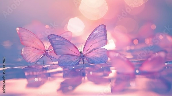 Obraz transparent pale pink butterflies