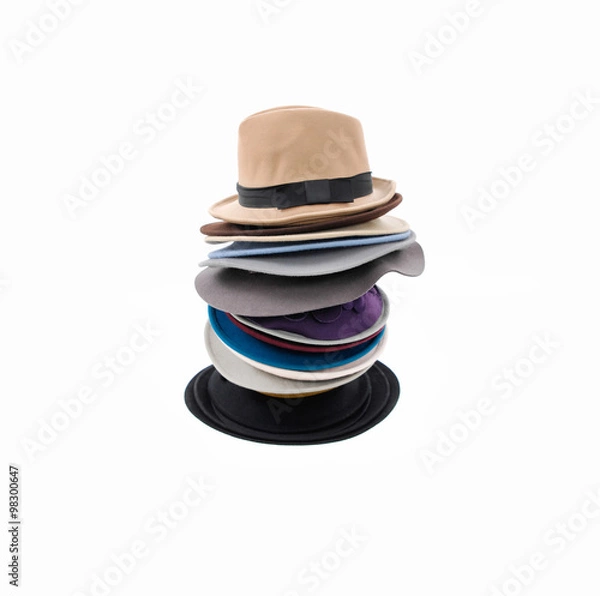 Obraz Stacked of colorful female hat