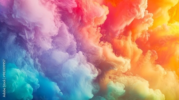 Obraz A vibrant, rainbow-like burst of color explodes across the background. It's a blend of organic shapes and smooth transitions, creating a lively and natural-feeling abstract design.