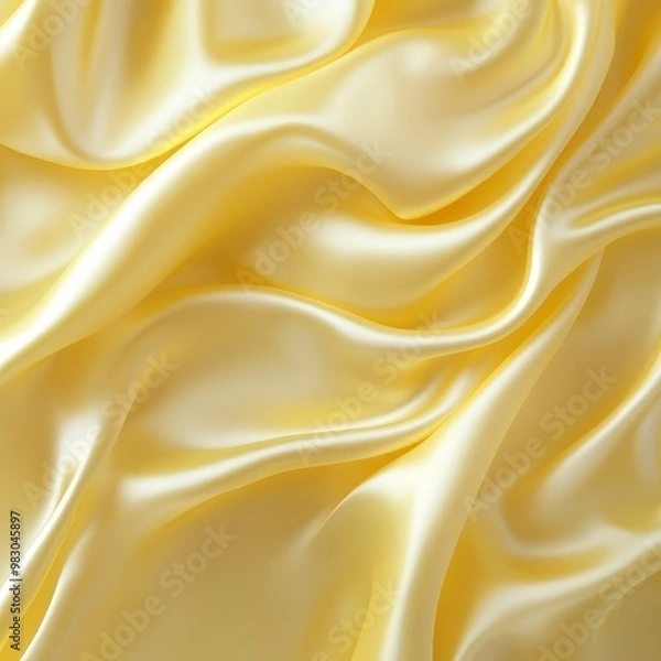 Fototapeta A yellow fabric with a wave pattern