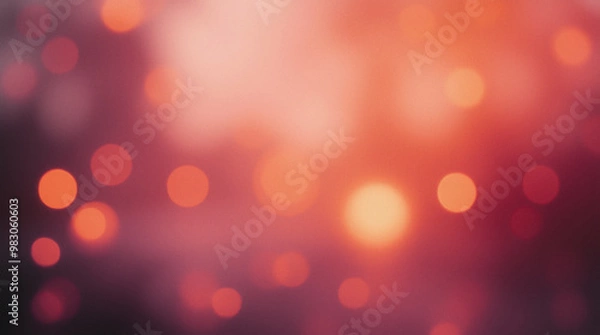 Obraz Noisy blurred background with red and pink color scheme and lots of circular bokeh lighting effects creating an abstract and festive atmosphere with a vintage grainy effect