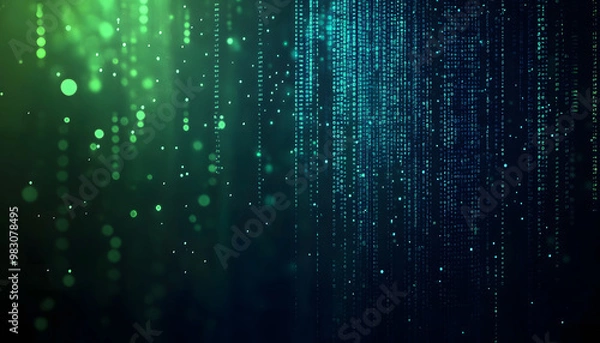 Obraz Futuristic Digital Matrix - Abstract Green Binary Code Background