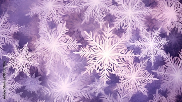 Fototapeta Illustration of snowflakes on a violet background