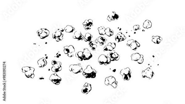 Fototapeta Kettle corn scattered on a flat surface, with popped kernels clearly visible, food illustration vector