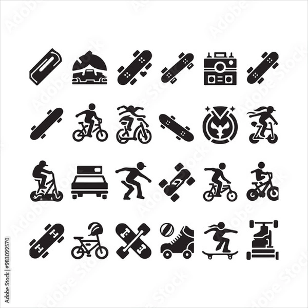 Fototapeta Skate icon silhouette on white background
