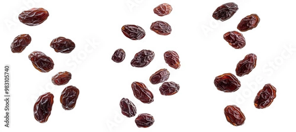 Obraz Set of Falling raisin isolated on white background, clipping path, full depth of field