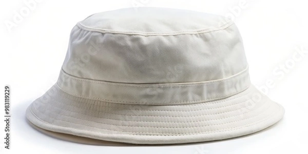 Fototapeta Minimalist Close-Up of a Textured White Bucket Hat with Slight Sheen Against a Clean White Background, Highlighting Simple Design and Potential for Customization
