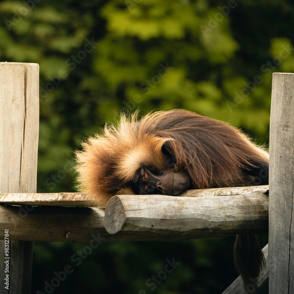 Fototapeta sad monkey in zoo