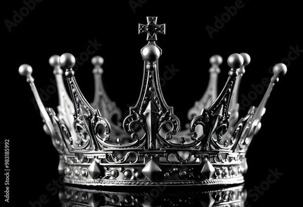 Fototapeta silver crown on black background create with ai