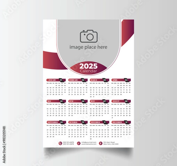 Fototapeta Modern 2025 Simple Calendar Planner Design