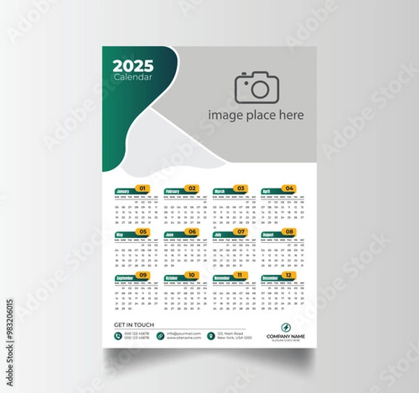 Fototapeta Modern 2025 Simple Calendar Planner Design