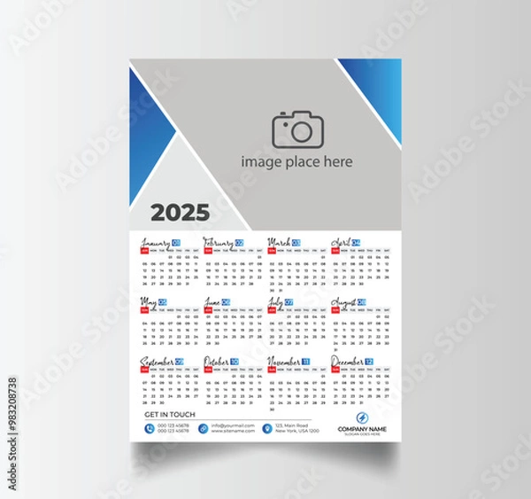 Fototapeta Modern 2025 Simple Calendar Planner Design