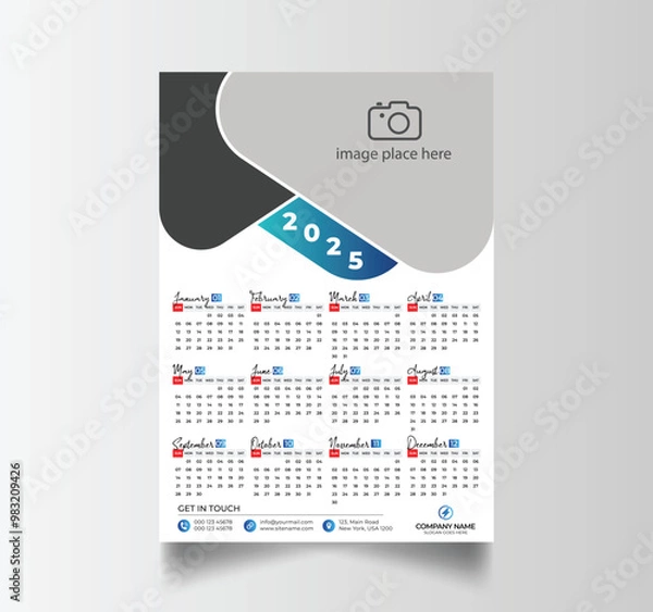 Fototapeta Modern 2025 Simple Calendar Planner Design