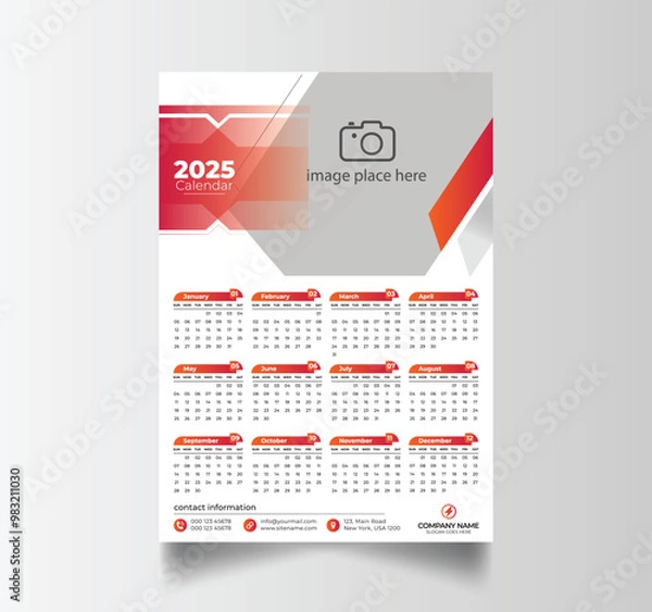 Fototapeta Modern 2025 Simple Calendar Planner Design