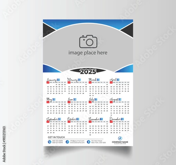 Fototapeta Modern 2025 Simple Calendar Planner Design