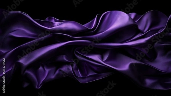 Fototapeta   A close-up of purple fabric against a black background, allowing space for text or images on a T-shirt