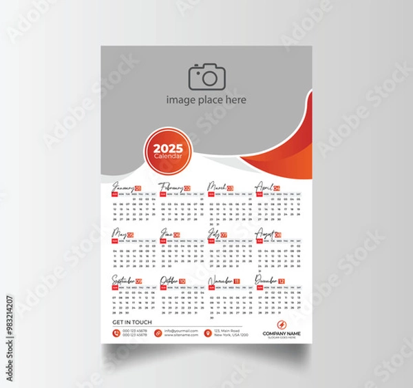 Fototapeta Modern 2025 Simple Calendar Planner Design