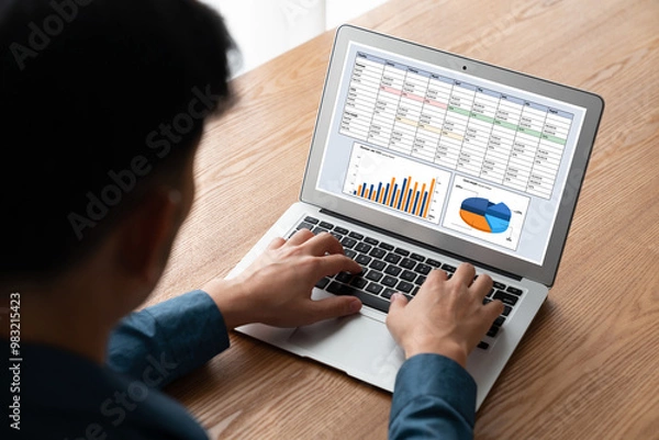 Obraz Business data dashboard provide business intelligence analytic for marketing strategy planning snugly with big data set to analyze customer demands and foreseeing business future