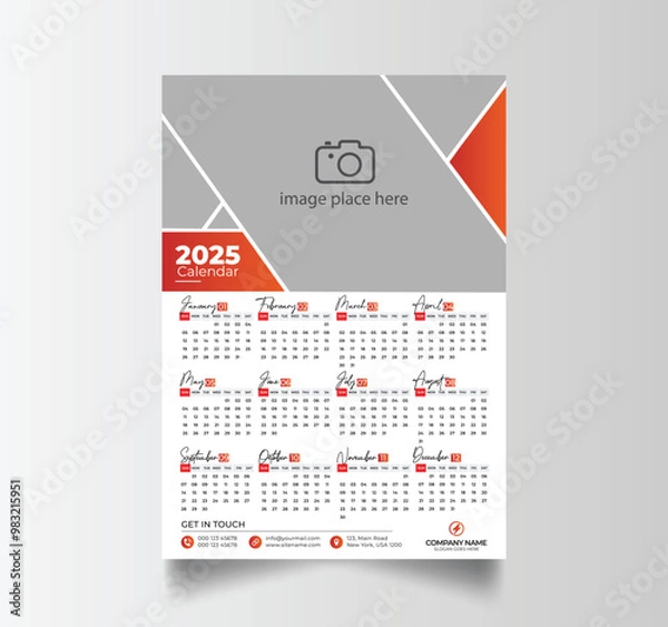 Fototapeta Modern 2025 Simple Calendar Planner Design