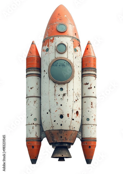 Fototapeta Rocket isolated on white. Space rocket. 