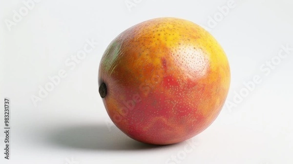 Fototapeta A single mango fruit sits on a white surface