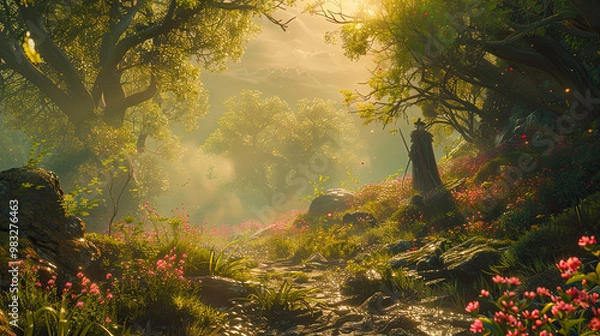 Fototapeta A fantasy game action scene